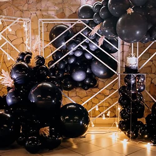 RUBFAC Black Balloon Arch Kit 129pcs Assorted Sizes | Premium Latex Party Balloons for Birthdays & Events thumbnail 8