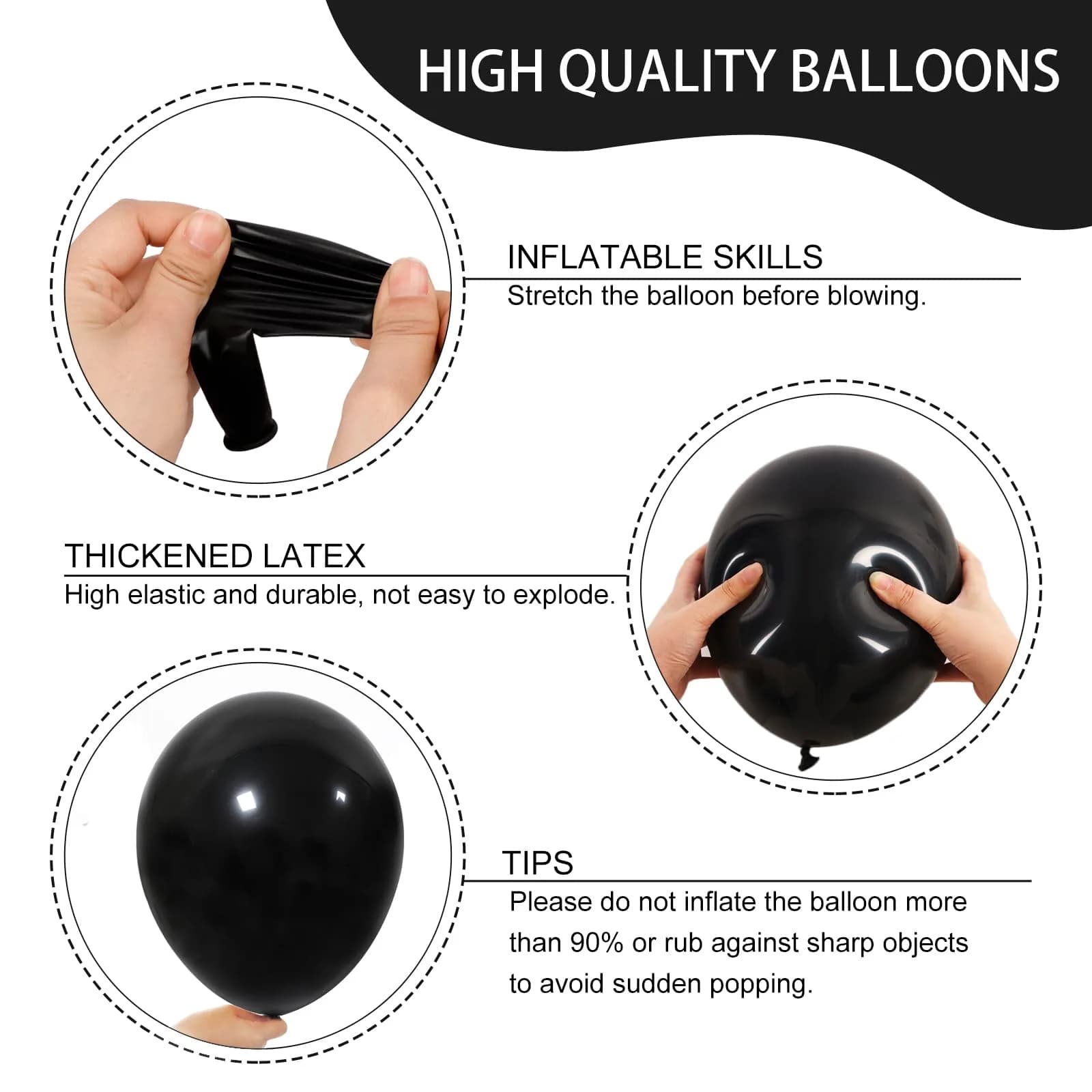 RUBFAC Black Balloon Arch Kit 129pcs Assorted Sizes | Premium Latex Party Balloons for Birthdays & Events - view 3
