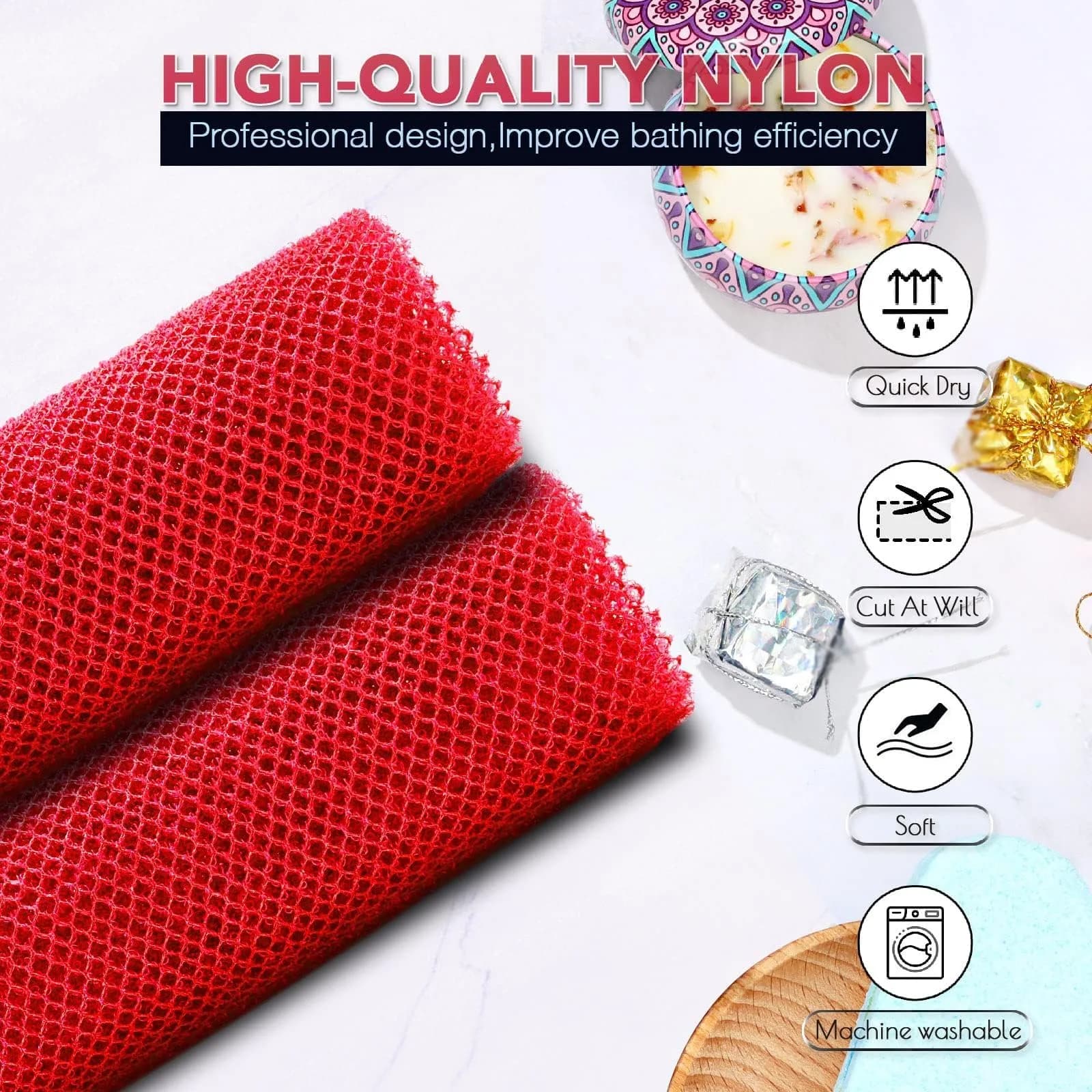 UJFQBH Red African Net Sponge - Pack of 2 | Deep Cleansing & Gentle Exfoliation - view 4