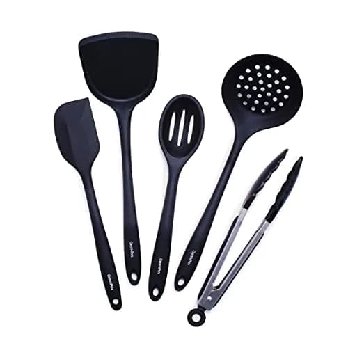 GreenPan 5 Piece Cooking Utensil Set, Silicone Nonstick, Scratch-Free, Black | Versatile Kitchen Tools thumbnail 1
