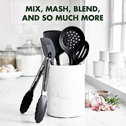 GreenPan 5 Piece Cooking Utensil Set, Silicone Nonstick, Scratch-Free, Black | Versatile Kitchen Tools thumbnail 6