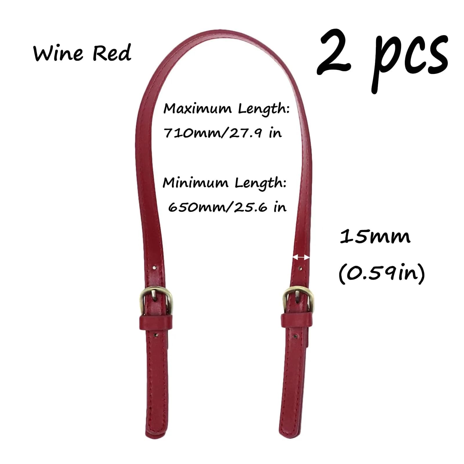 Semetall PU Leather Replacement Purse Straps 2 Pcs 65cm to 71cm | Adjustable Bag Handles for Handbags & Shoulder Bags - view 3