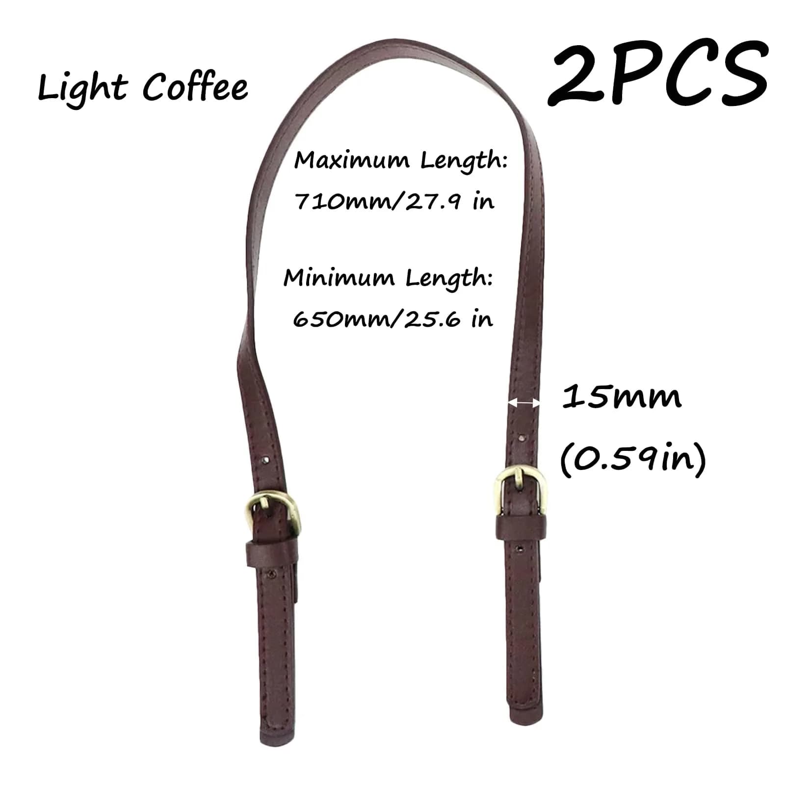 Semetall PU Leather Replacement Purse Straps 2 Pcs Light Coffee | Adjustable Bag Handles for Handbags & Shoulder Bags - view 3