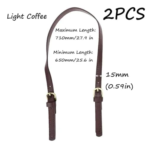 Semetall PU Leather Replacement Purse Straps 2 Pcs Light Coffee | Adjustable Bag Handles for Handbags & Shoulder Bags thumbnail 3