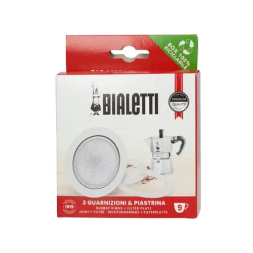 Bialetti 9-Cup Moka Pot Gasket and Plate Set | Stainless Steel Replacement Parts thumbnail 1