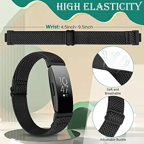 Huamanlou Adjustable Nylon Sport Bands for Fitbit Inspire 3 & More | Breathable, Stretchy, Unisex Wristbands thumbnail 2