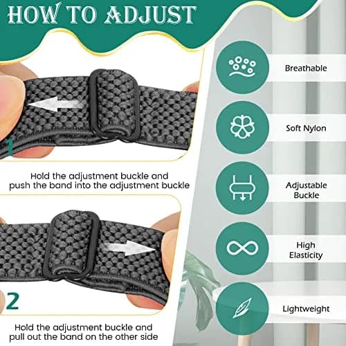 Huamanlou Adjustable Nylon Sport Bands for Fitbit Inspire 3 & More | Breathable, Stretchy, Unisex Wristbands thumbnail 3