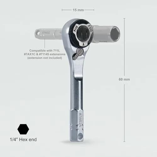 711L 1/4" EDC Ratchet Wrench MK2 with Geared Thumb Wheel | Compact, Alloy Steel, Taiwan Made thumbnail 6