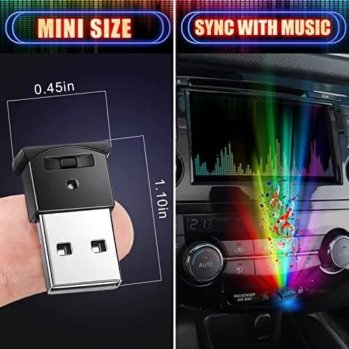 Tallew 4 Pcs Mini USB LED Interior Lights 5V | Music Sync Atmosphere Lamps thumbnail 4