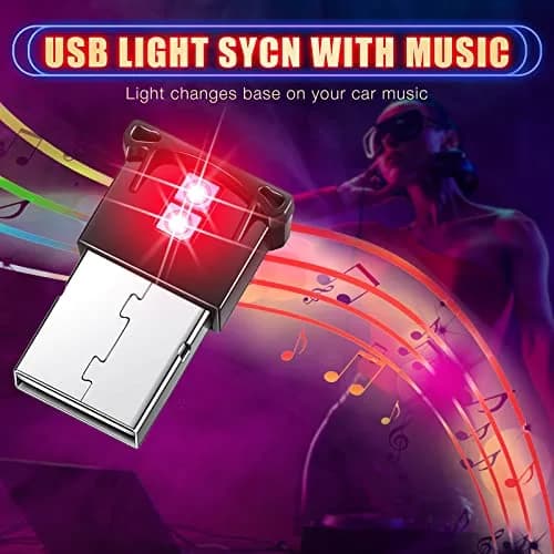 Tallew 4 Pcs Mini USB LED Interior Lights 5V | Music Sync Atmosphere Lamps thumbnail 2