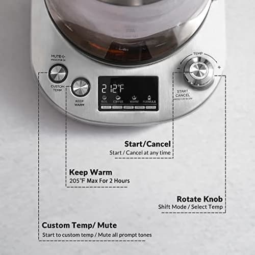 Mecity Electric Tea Kettle with Removable Infuser 1.7L | 9 Preset Brewing Programs & Temp Control thumbnail 5