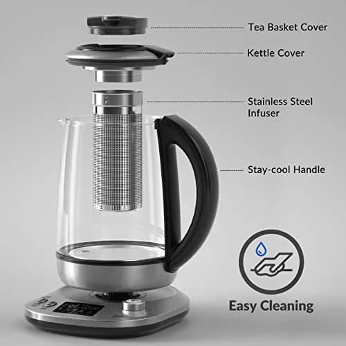 Mecity Electric Tea Kettle with Removable Infuser 1.7L | 9 Preset Brewing Programs & Temp Control thumbnail 6