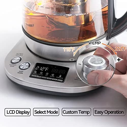 Mecity Electric Tea Kettle with Removable Infuser 1.7L | 9 Preset Brewing Programs & Temp Control thumbnail 3