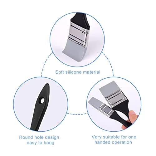 AIEX 2pcs Flat Silicone Paint Brushes 1 & 2 Inch | Durable, Easy to Clean, Precise Painting thumbnail 3