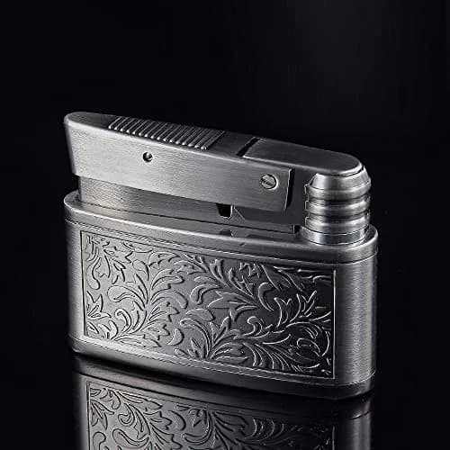 YANCONG Vintage Kerosene Lighter Retro Embossed Antique Style Petrol Lighter for Men (Silver) | Copper, Kerosene, 52*40*15mm thumbnail 2