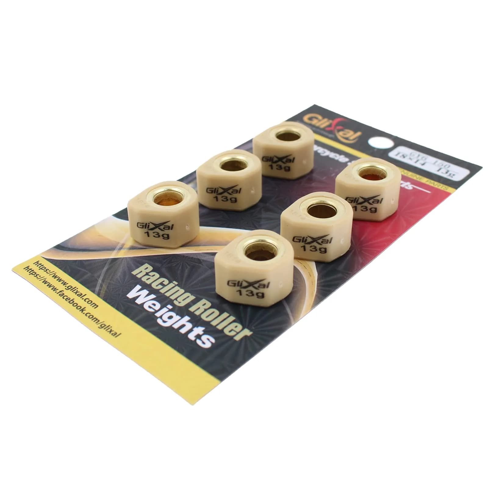 Glixal High Performance Polygon Variator Sliders 18x14mm | Racing Roller Weights for GY6 125cc-150cc (13g)