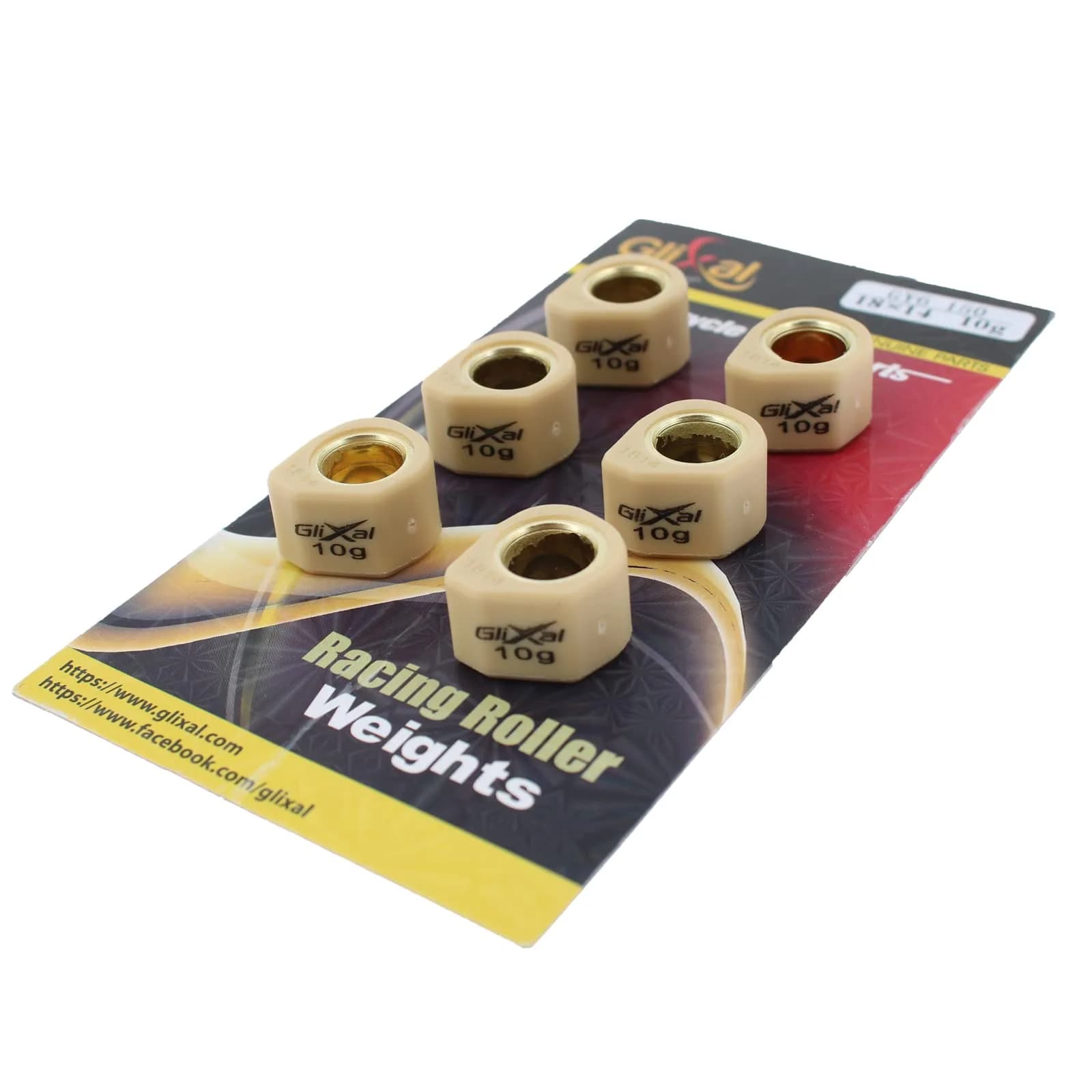 Glixal 18x14mm High Performance Polygon Variator Sliders | Racing Roller Weights for GY6 125cc-150cc Scooters & ATV — 10g