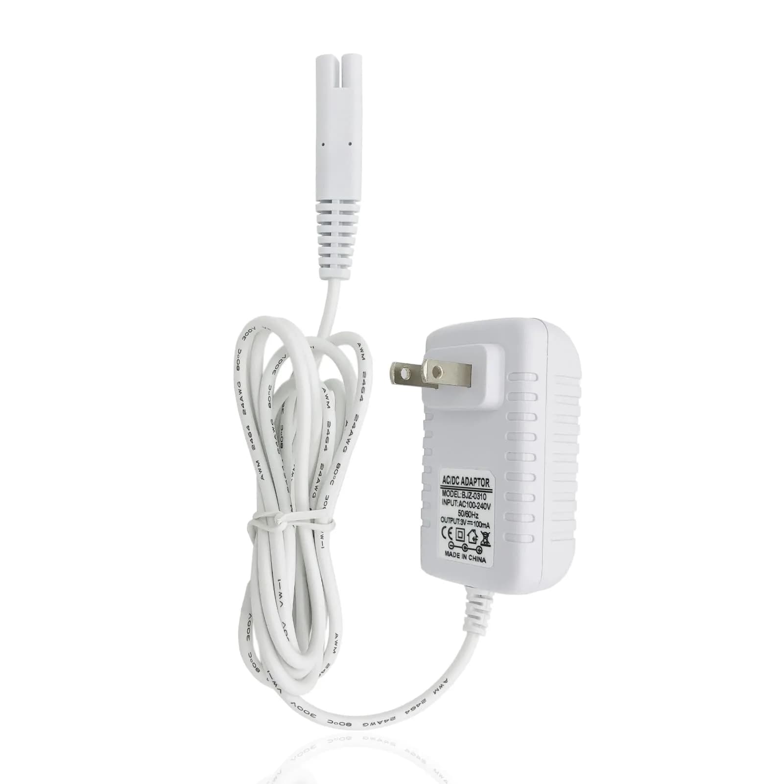 PDEEY 3V Water Flosser Charger Replacement Wall Adapter 5 ft Cable | Compatible with Waterpik WP360 WP462 WP450 — White