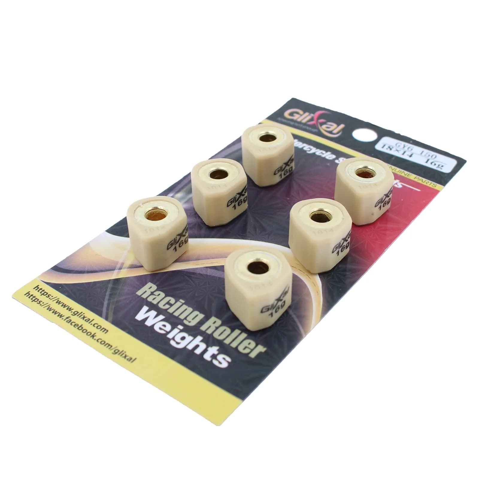 Glixal High Performance Polygon Variator Sliders 16g | Racing Roller Weights for GY6 125cc-150cc Scooters & ATV
