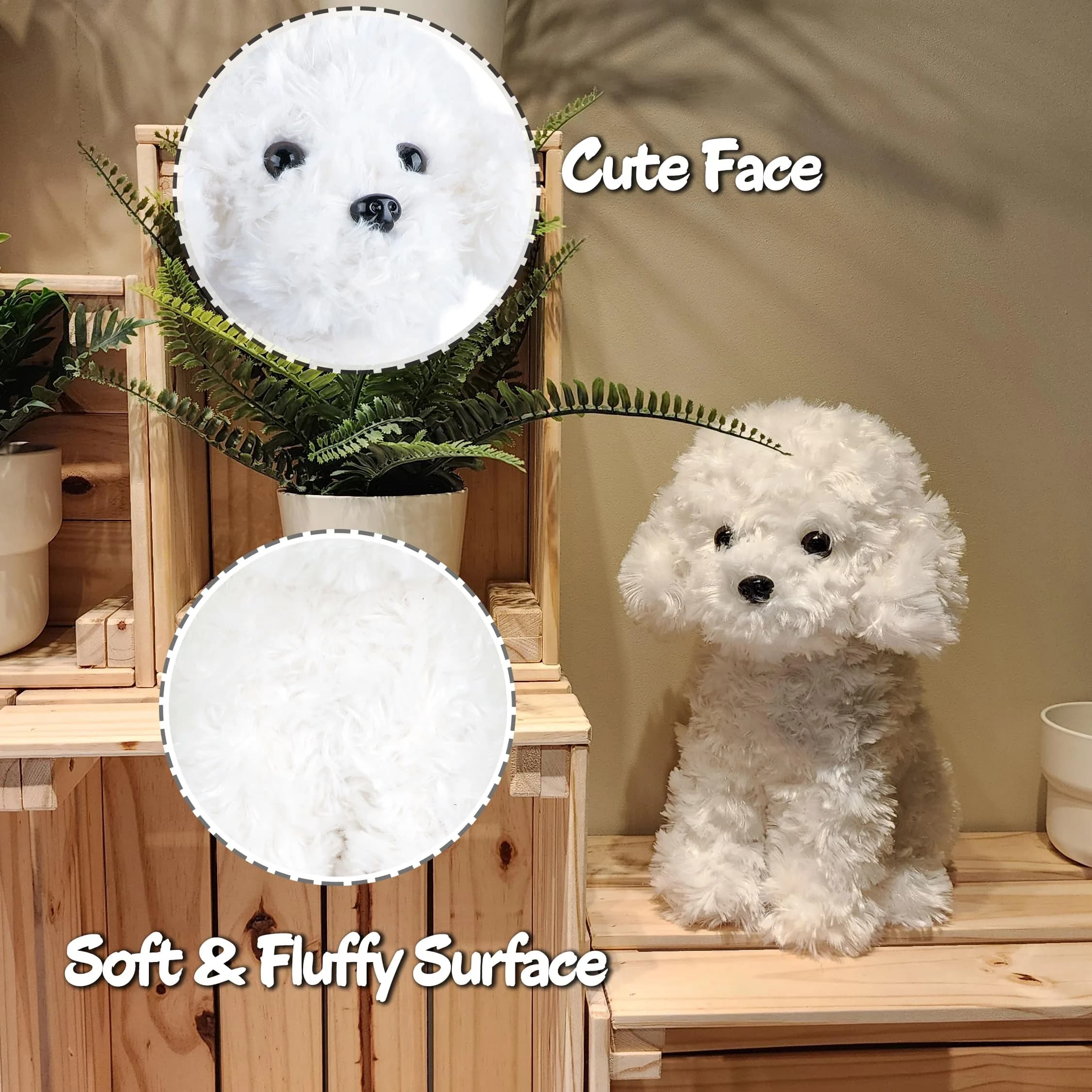 WEIGEDU Bichon Frise Plush Toy Stuffed Animal - 30.5 cm (12 Inch) White Dog Puppy - view 4