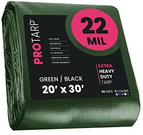 PROTARP Heavy Duty 22 Mil Tarp Cover 20′ X 30′ | Waterproof UV Resistant Rip & Tear Proof thumbnail 1