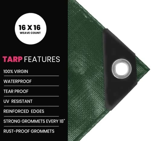 PROTARP Heavy Duty 22 Mil Tarp Cover 20′ X 30′ | Waterproof UV Resistant Rip & Tear Proof thumbnail 4