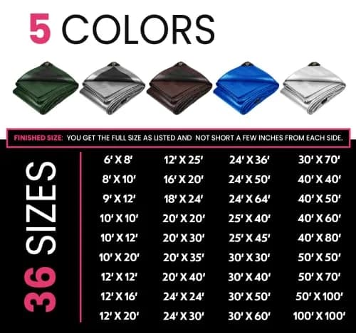 PROTARP Heavy Duty 22 Mil Tarp Cover 20′ X 30′ | Waterproof UV Resistant Rip & Tear Proof thumbnail 3