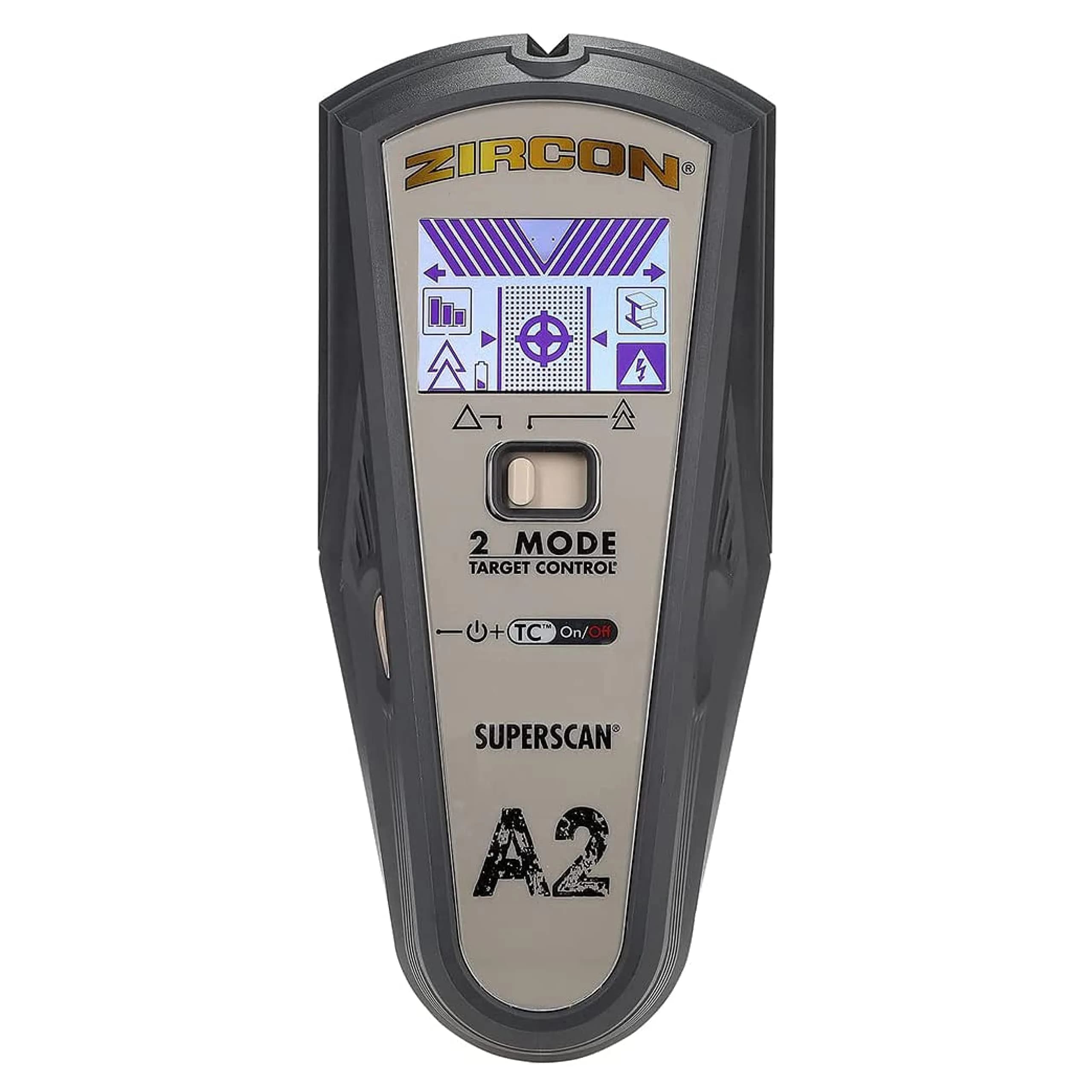 Zircon SuperScan A2 Advanced Stud Finder with 2 Mode Target Control | DeepScan & StudScan Modes — Dark Grey