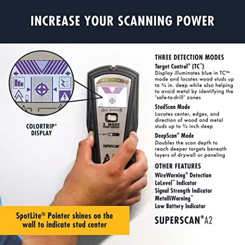 Zircon SuperScan A1 Advanced Stud Finder with Target Control and StudScan Mode | Detects Wood & Metal Studs up to 19mm thumbnail 3