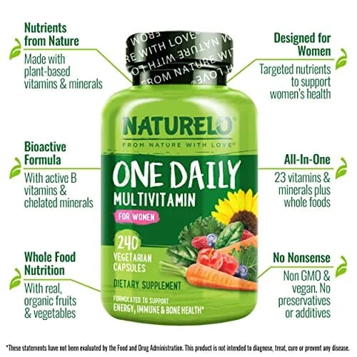 NATURELO One Daily Multivitamin for Women 240 Count | Plant-Based, Non-GMO, Gluten-Free thumbnail 4
