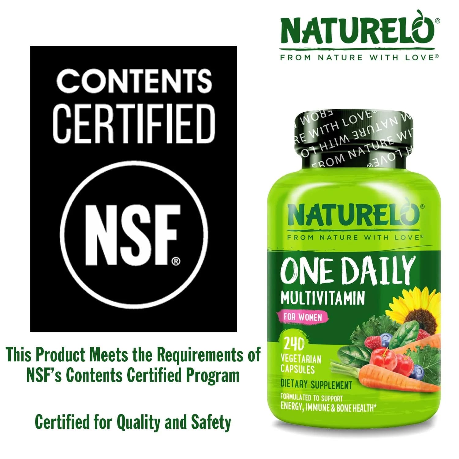 NATURELO One Daily Multivitamin for Women 240 Count | Plant-Based, Non-GMO, Gluten-Free - view 5