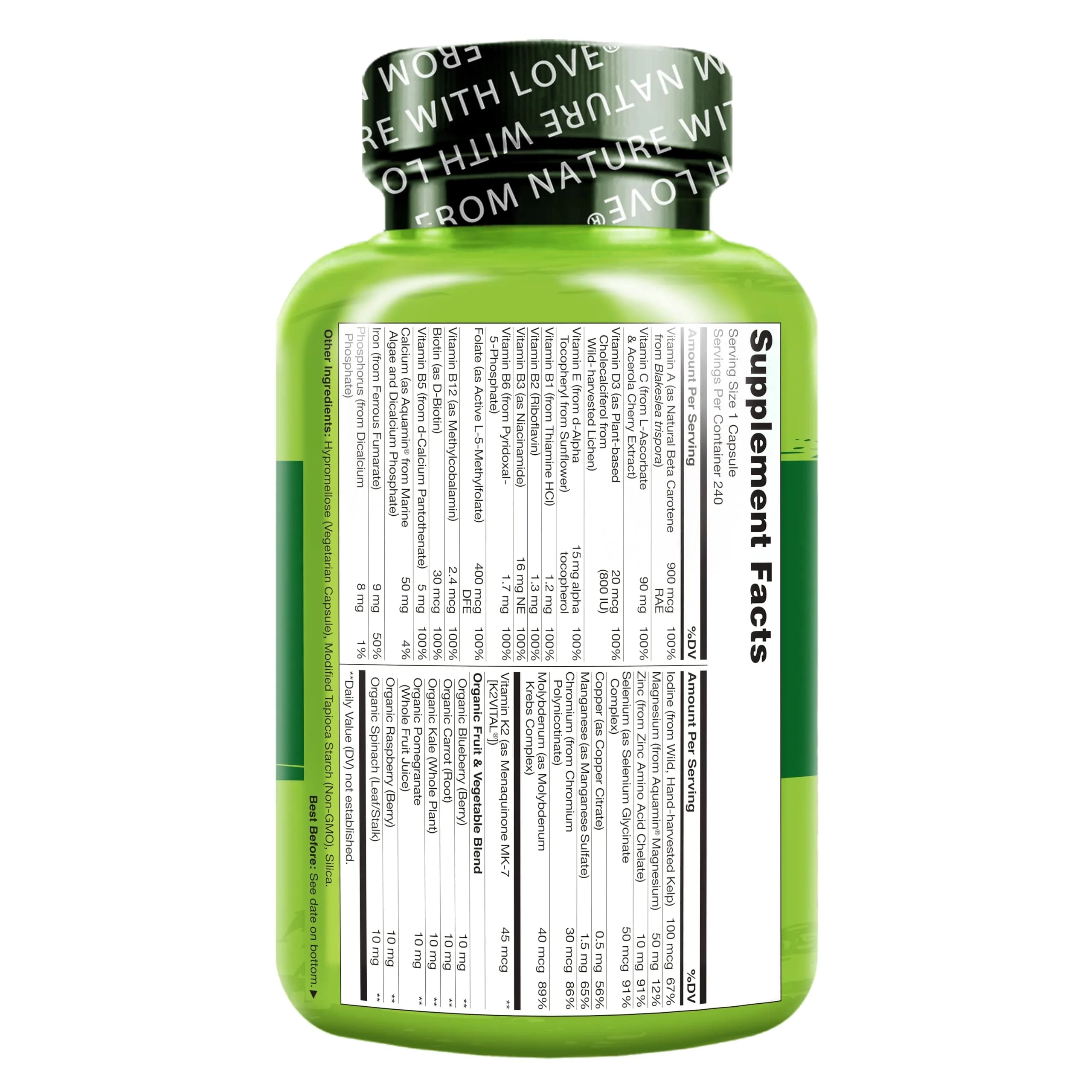 NATURELO One Daily Multivitamin for Women 240 Count | Plant-Based, Non-GMO, Gluten-Free - view 8