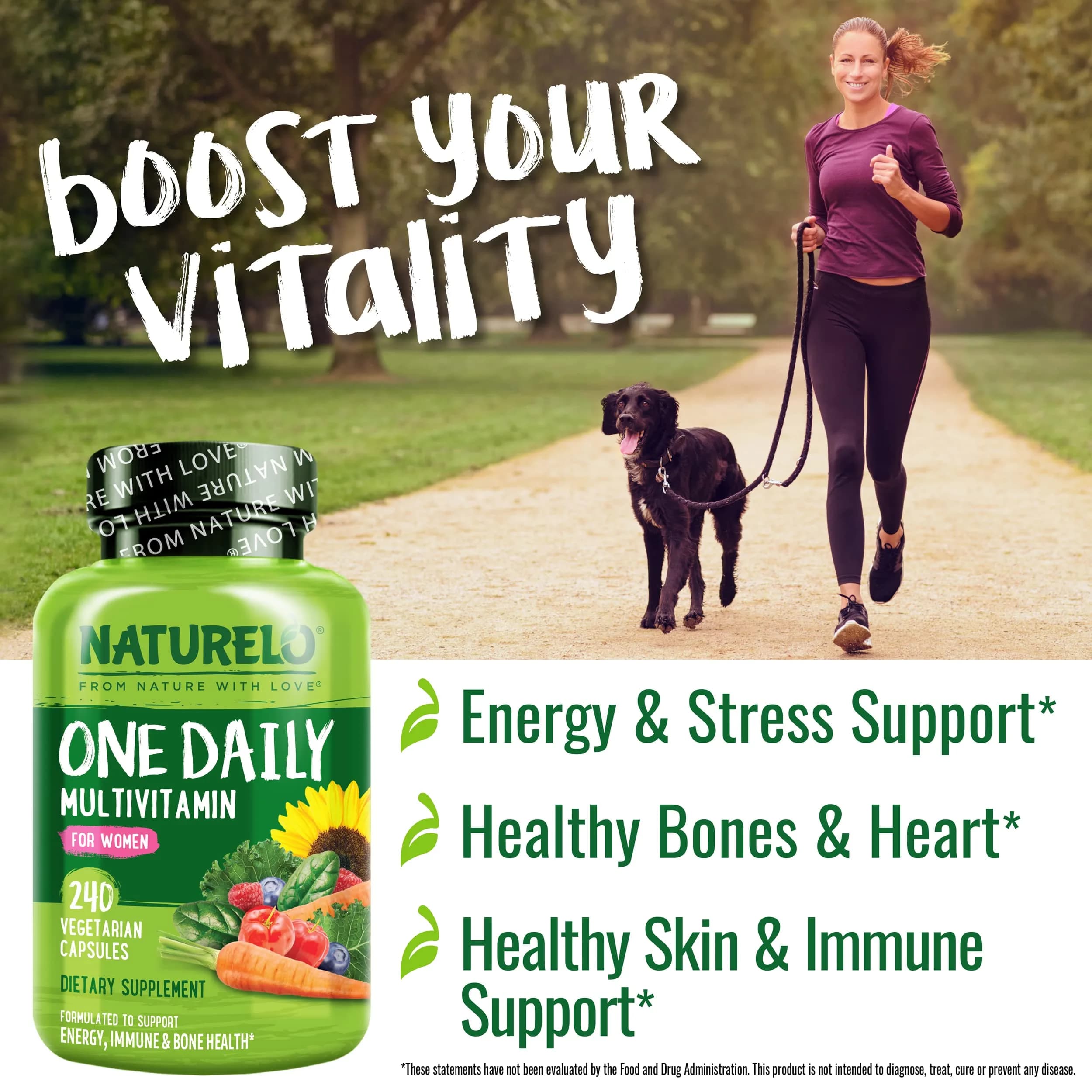 NATURELO One Daily Multivitamin for Women - 240 Count, Unflavored | Plant-Based, Vegan, Non-GMO - view 2