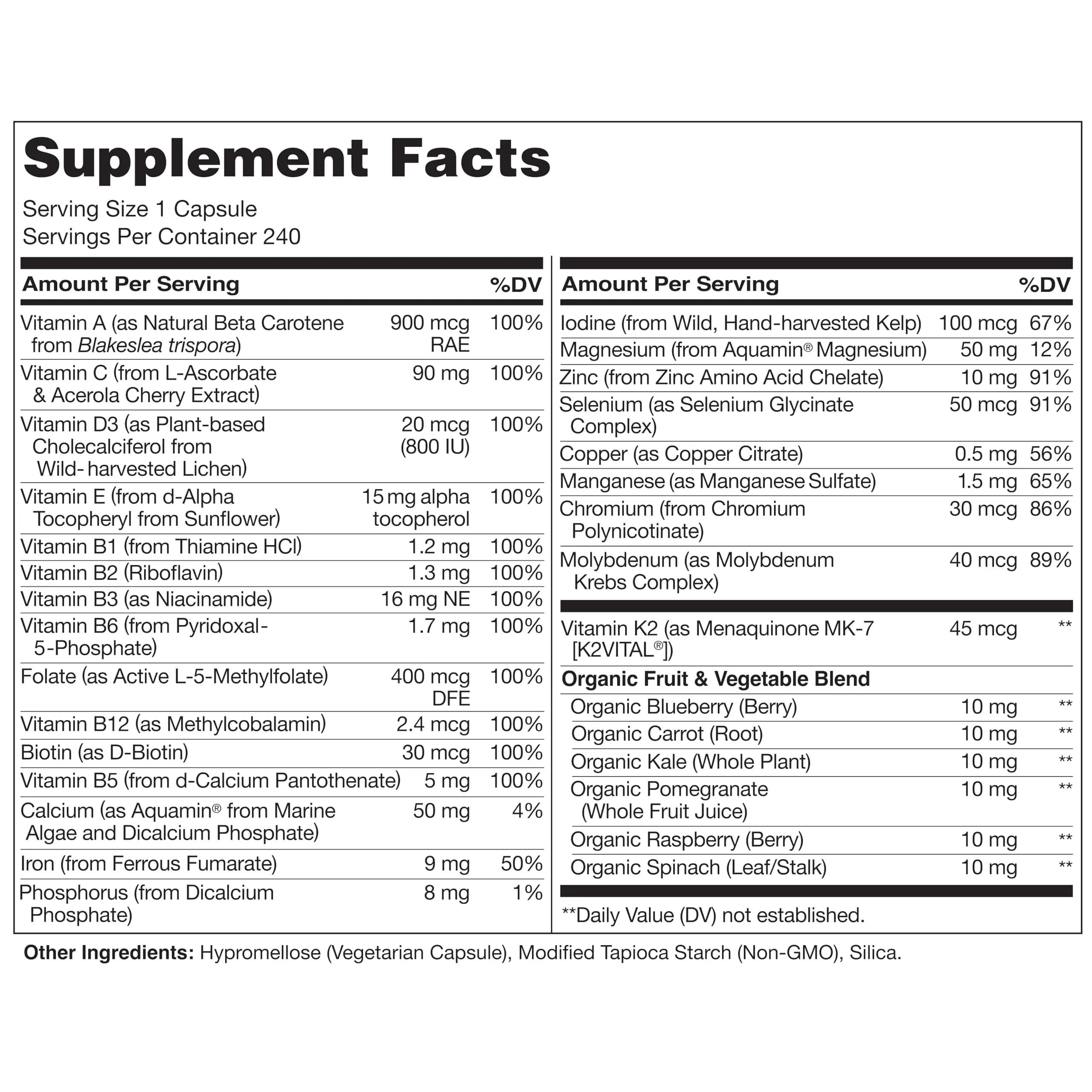 NATURELO One Daily Multivitamin for Women - 240 Count, Unflavored | Plant-Based, Vegan, Non-GMO - view 3