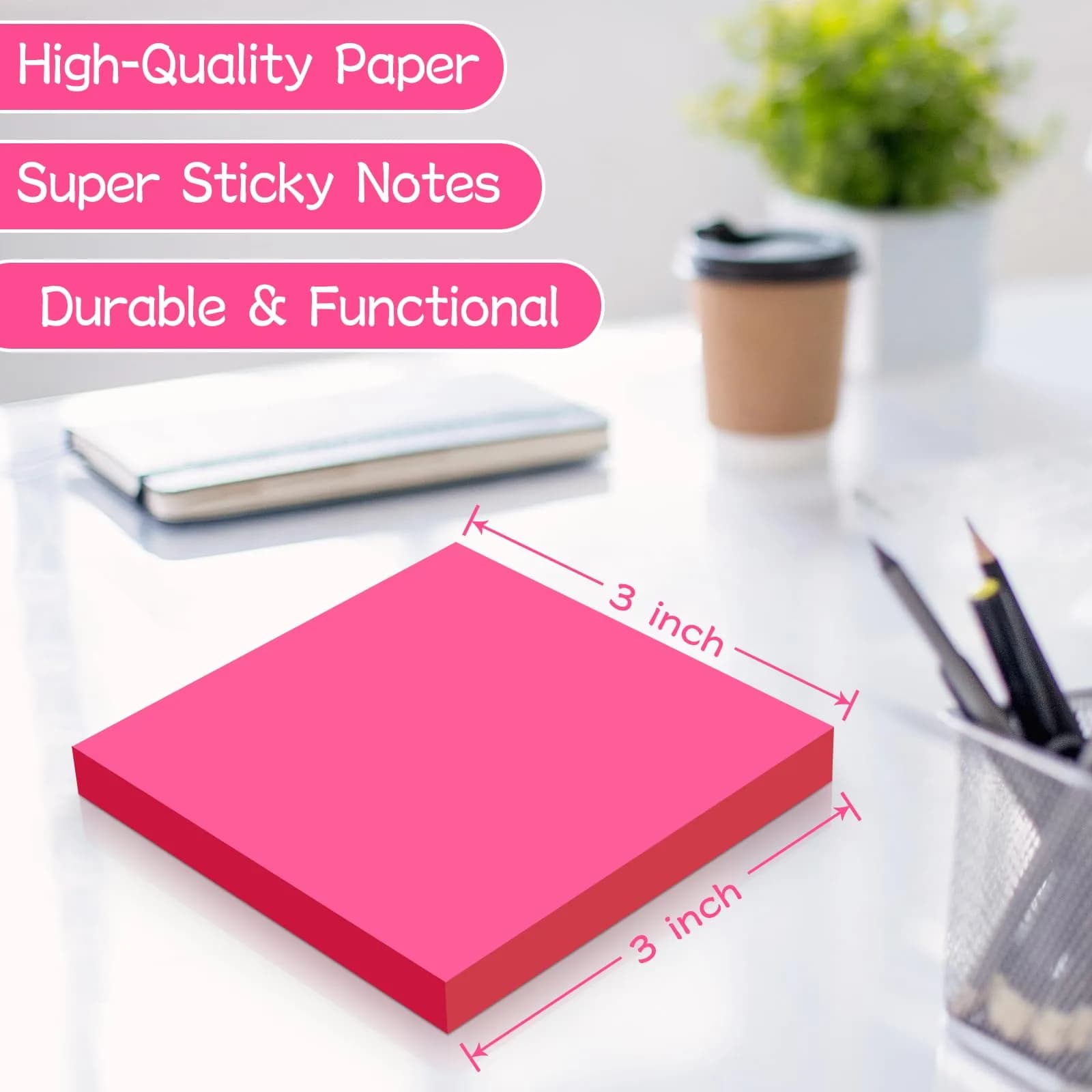 YEECOK Pastel Sticky Notes 3x3 inch, 100 Sheets Per Pad | Bulk Pack Self-Stick Note for Students & Office - view 3