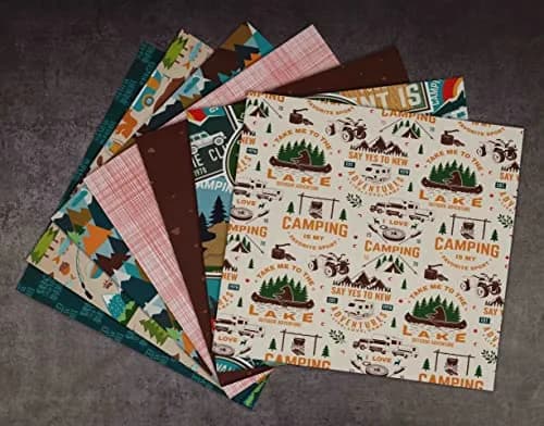Inkdotpot Camping Texture Scrapbook Paper Pad 12x12 Inch (25 Sheets) | Acid-Free & Lignin-Free Cardstock for Crafts thumbnail 5