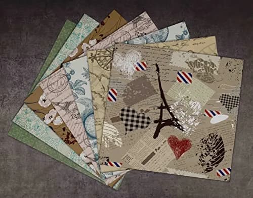 Inkdotpot Vintage Retro Theme Scrapbook Paper Pad 12x12 Inch (25 Sheets, 150 GSM) | Single-Sided Decorative Cardstock for Crafts thumbnail 5