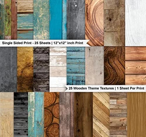 Inkdotpot 25 Sheets Rustic Wood Texture Scrapbook Paper Pad 12x12 | Colorful DIY Craft Supplies thumbnail 2