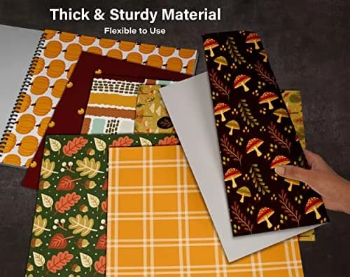 Inkdotpot 25 Sheets Autumn Fall Theme Texture Scrapbook Paper Pad 12x12 | Colorful Decorative Cardstock for DIY Crafts thumbnail 8