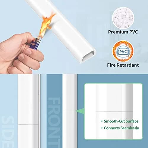 ZhiYo 73" Cord Covers for Wires on Wall, White Cord Hider, 0.7" W x 0.4" H | Wall Cable Management Solution thumbnail 4