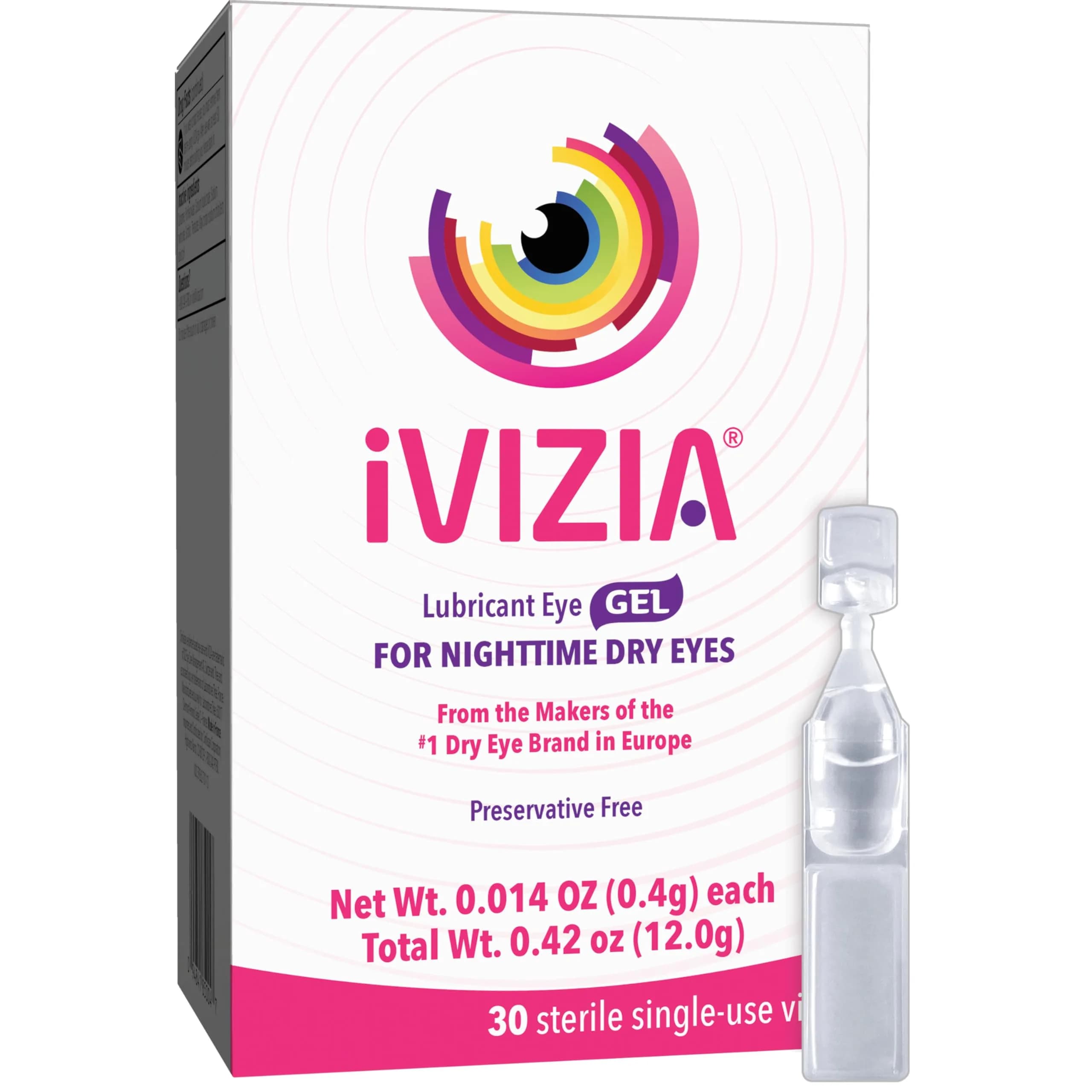 iVIZIA Lubricant Eye Gel for Nighttime Dry Eyes, Preservative-Free, 30 Single-Use Vials | FDA Approved Medication - main product image