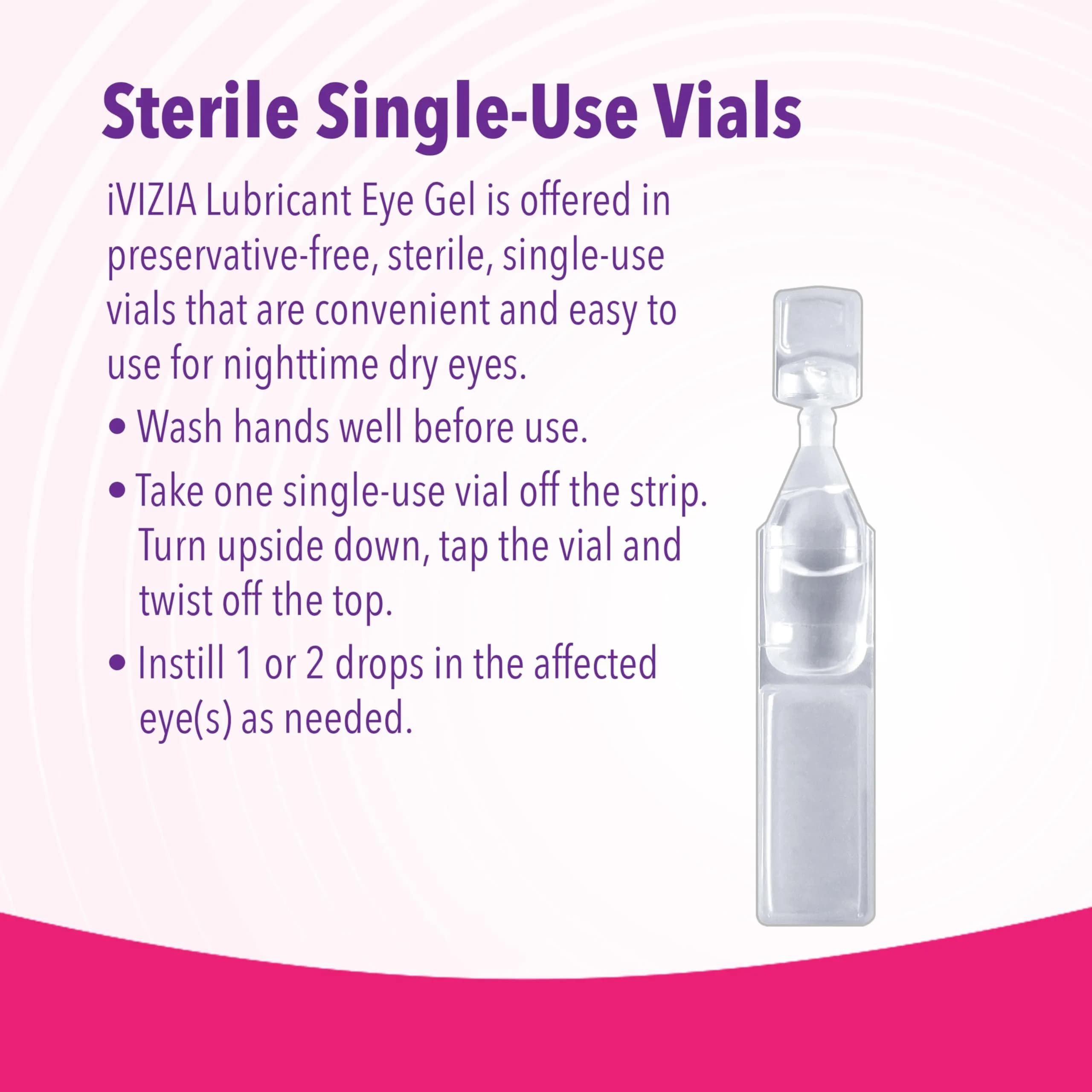 iVIZIA Lubricant Eye Gel for Nighttime Dry Eyes, Preservative-Free, 30 Single-Use Vials | FDA Approved Medication - view 2