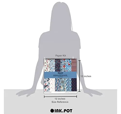 Inkdotpot Nautical Texture Scrapbook Paper Pad 12x12 Inch (30.48x30.48 cm) | 25 Sheets Acid-Free Decorative Cardstock for Crafts thumbnail 4