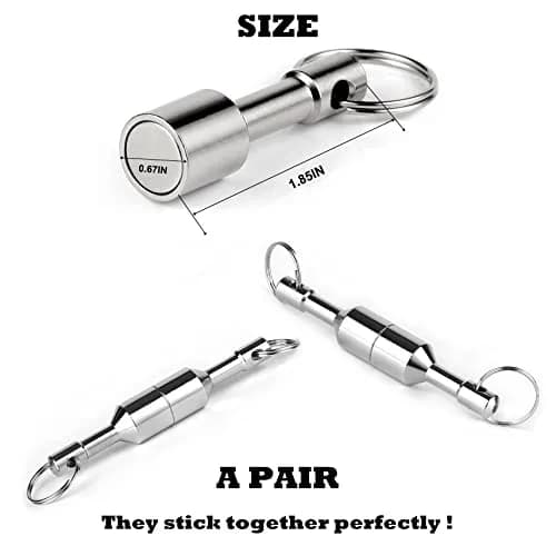 WELLZEER Neodymium Keychain Magnet 17mm x 47mm (2-Pack, Silver) | Strong Rare Earth Metal for Testing Brass, Gold, Silver & Hanging Keys thumbnail 2