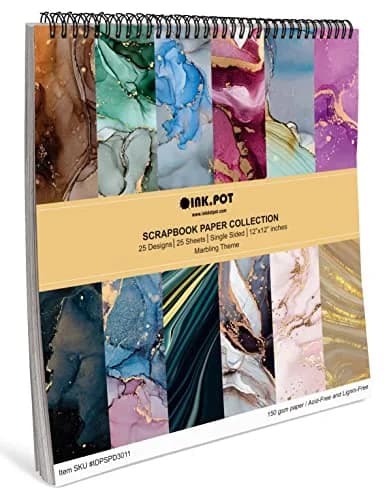 Inkdotpot 25 Sheets Marbling Theme Texture Scrapbook Paper Pad 12x12 | Colorful DIY Decorative Cardmaking Supplies thumbnail 6