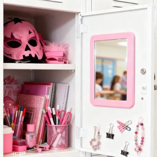 ARTLYMERS Locker Mirror Magnetic 5x7 Real Glass Pink | Compact Locker Accessory thumbnail 3