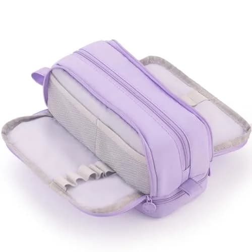 CICIMELON Large Capacity Pen Pencil Case with 4 Compartments | Multi-Slot School Organizer for Teen Girls, Women, Adults (Purple) thumbnail 1