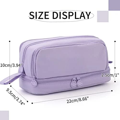 CICIMELON Large Capacity Pen Pencil Case with 4 Compartments | Multi-Slot School Organizer for Teen Girls, Women, Adults (Purple) thumbnail 5