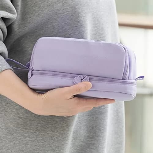 CICIMELON Large Capacity Pen Pencil Case with 4 Compartments | Multi-Slot School Organizer for Teen Girls, Women, Adults (Purple) thumbnail 6