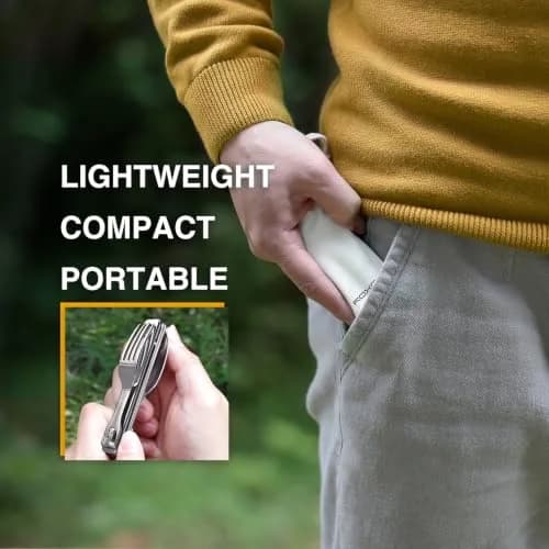 Roxon 3-in-1 Camping Utensils Set with Case (Knife, Spoon, Fork) Silver | Compact Food-Grade Stainless Steel thumbnail 7